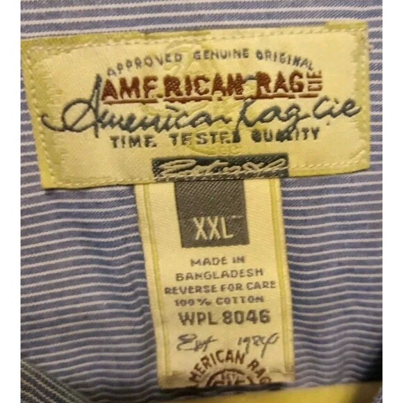 American Rag Men’s XXL Blue Button Front Shirt Micro Check Long Sleeve Casual - Picture 2 of 7